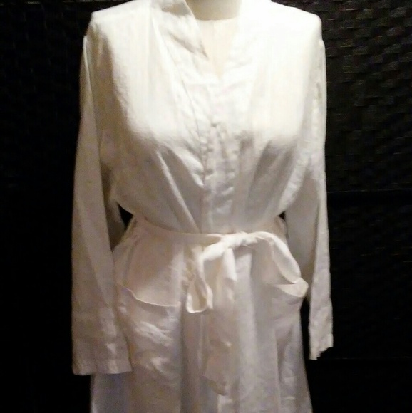 FLAX Linen the Wrapper Underflax Robe White Medium - Picture 7 of 8